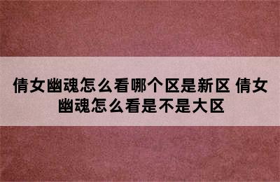 倩女幽魂怎么看哪个区是新区 倩女幽魂怎么看是不是大区